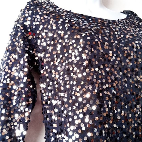 Black Sequined Sequins Dress Medium NEW NWT - Picture 4 of 6
